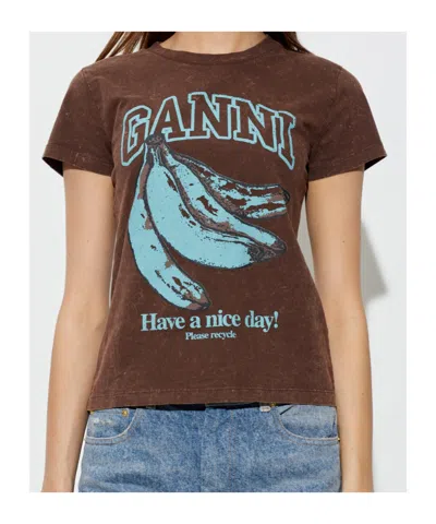 Ganni Future Jersey Baby Fit Banana In Brown
