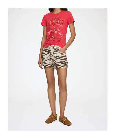 Ganni Red Baby Fit Future Cherry T-shirt In Red