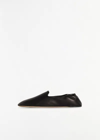 The Row Nappa Leather Casa Ballerinas Elasticated Back In Black