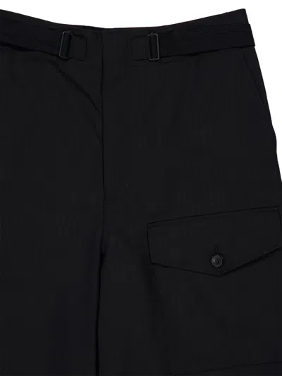 Auralee Herringbone Wool Wide-leg Cargo Pants In Black