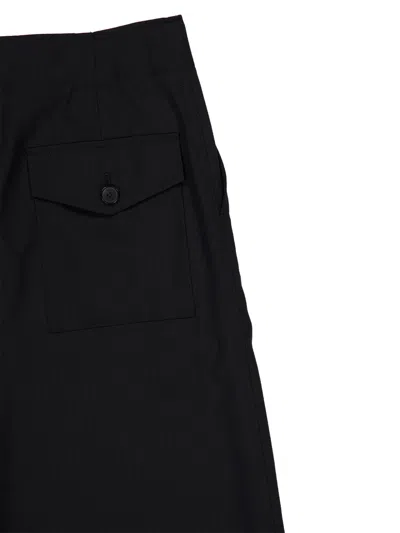 Auralee Herringbone Wool Wide-leg Cargo Pants In Black