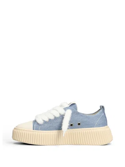Rhun Denim-texture Platform Sneakers In Multi