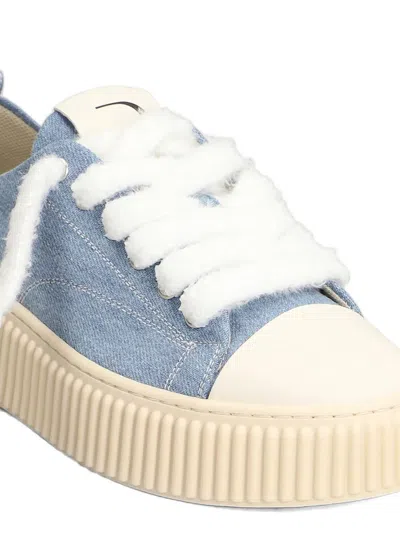 Rhun Denim-texture Platform Sneakers In Multi