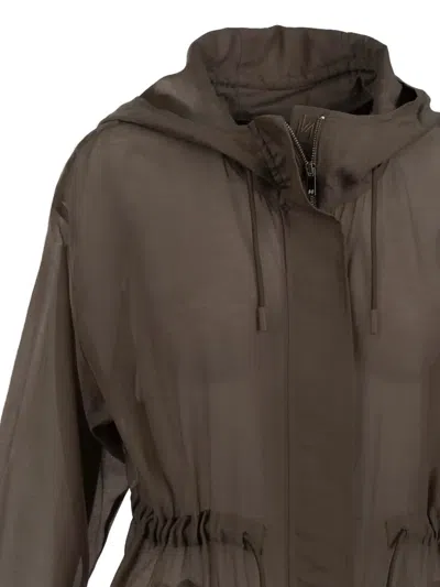 Marella Sheer Drawstring Coat In Brown