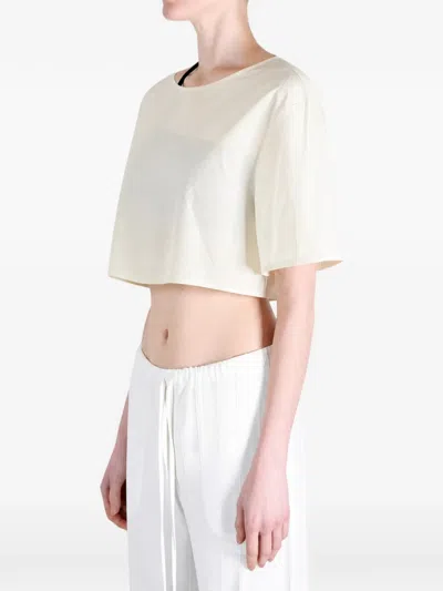 Amomento Cropped Elasticated-hem Top In Neutral