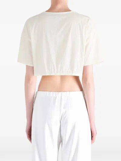 Amomento Cropped Elasticated-hem Top In Neutral