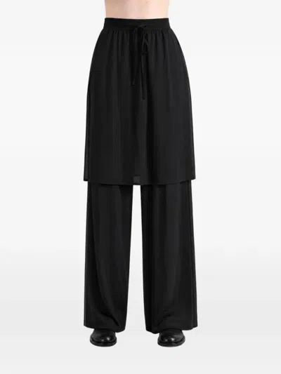 Amomento Layered Drawstring Trousers In Black