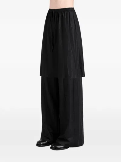 Amomento Layered Drawstring Trousers In Black