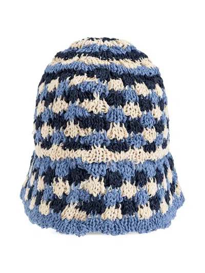 Loewe Anagram Crochet-knit Bucket Hat In Blue