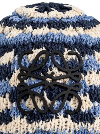 Loewe Anagram Crochet-knit Bucket Hat In Blue