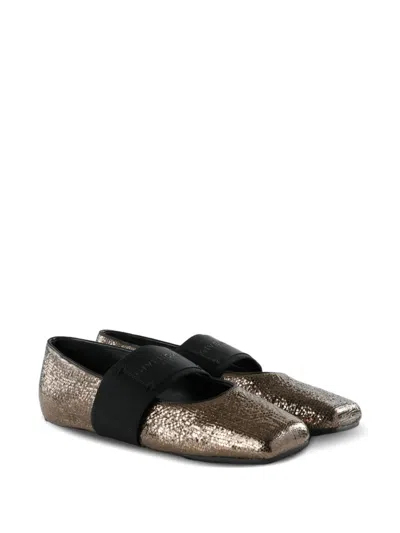 Givenchy Sliced Square Ballerinas In Textured Leather In Brown