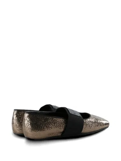 Givenchy Sliced Square Ballerinas In Textured Leather In Brown