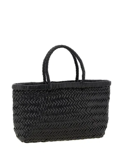 Dragon Diffusion Mini Flat Gora Basket 23x17x6 Cm Buff Calf Leather In Black