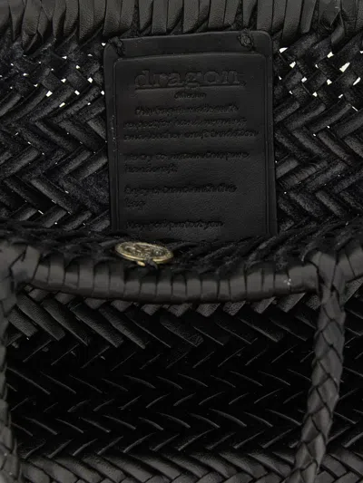Dragon Diffusion Mini Flat Gora Basket 23x17x6 Cm Buff Calf Leather In Black