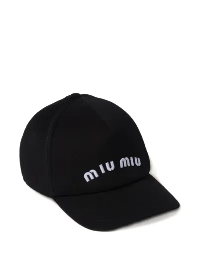 Miu Miu Drill Baseball Cap In Black