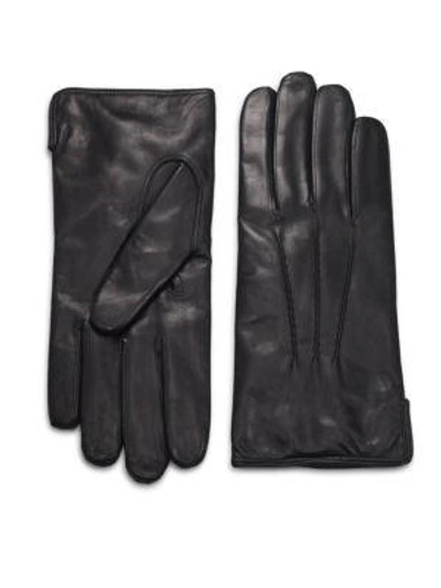 Shop Saks Fifth Avenue Men's Collection Leather Gloves In Black