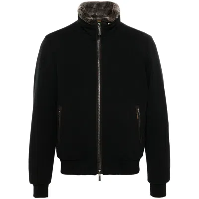 Moorer Beautiful Cashmere And Silk Bomber Jackets In Black