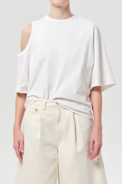 Agolde Shoulder Cut Out T-shirt In White