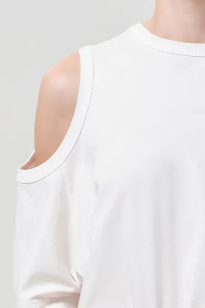 Agolde Shoulder Cut Out T-shirt In White