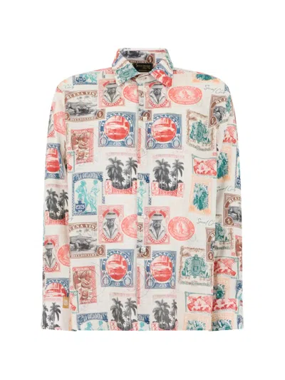 Billionaire Stamp-print Linen Shirt In Multi