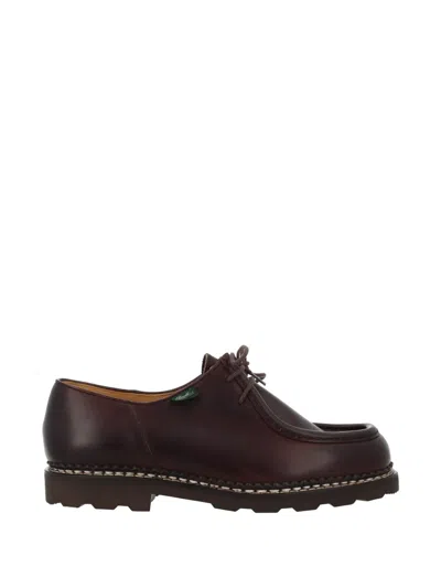 Paraboot Michael Smooth Leather Derbies In Brown