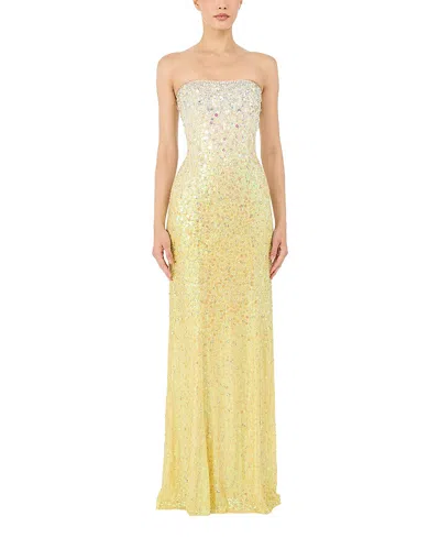 Jenny Packham Marle Saint Sequin Embellished Strapless Maxi Dress In Yellow