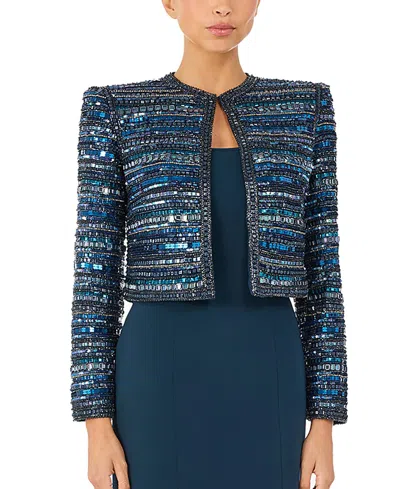 Jenny Packham Alma Beaded Jacket In Blue