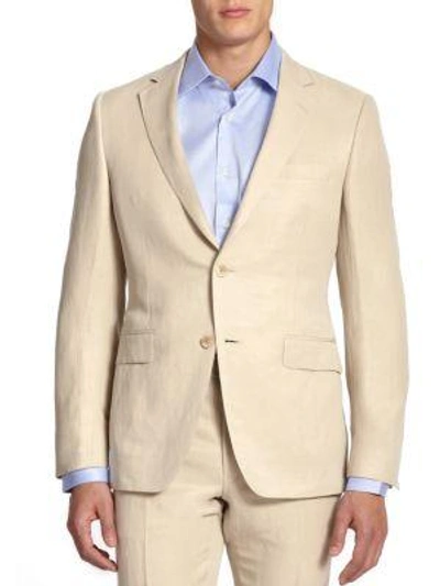 Shop Saks Fifth Avenue Collection By Samuelsohn Classic-fit  Linen & Silk Sportcoat In Tan