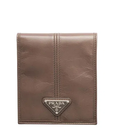 Prada Leather Wallet In Brown