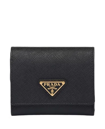 Prada Saffiano Small Leather Wallet In Black