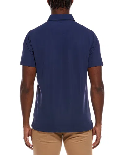 Tailorbyrd Micro Grid Textured Performance Polo Shirt In Blue