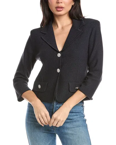 St John St. John Fitted Knit Jacket In Blue