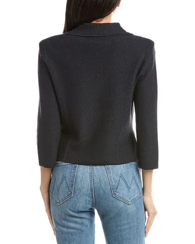 St John St. John Fitted Knit Jacket In Blue