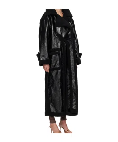 Ottolinger Shearling Oversized Split Coat In Animal Print