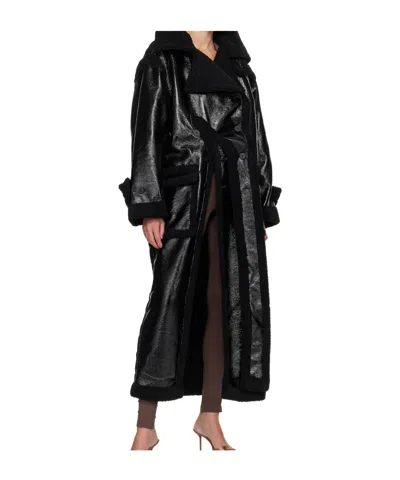 Ottolinger Shearling Oversized Split Coat In Animal Print