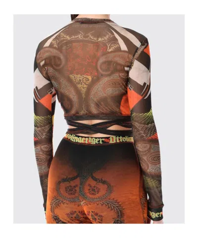 Ottolinger Mesh Semi Transparent Paisley Long Top In Multi