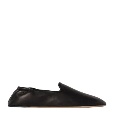 The Row Nappa Leather Casa Ballerinas Elasticated Back In Black