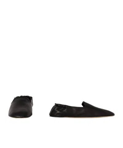 The Row Nappa Leather Casa Ballerinas Elasticated Back In Black