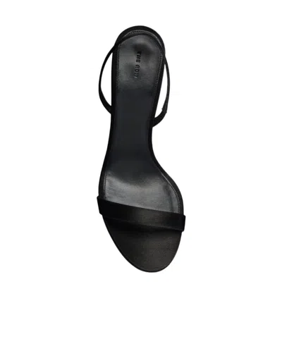 The Row Ella Leather Mules Open Toe Stiletto In Black
