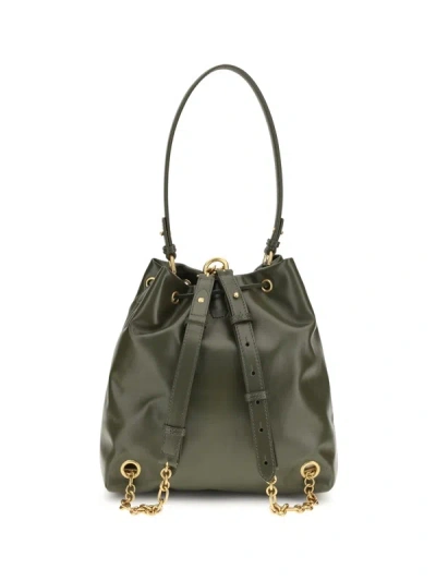Balmain Bicolor Calf Leather Bos Taurus Backpack In Green