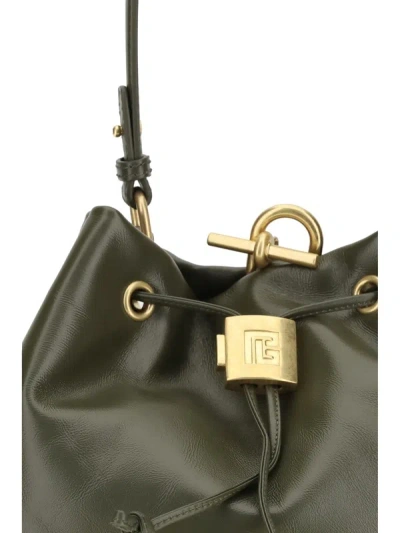 Balmain Bicolor Calf Leather Bos Taurus Backpack In Green
