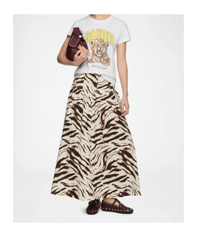 Ganni Organic Cotton T-shirt With Front Print In White