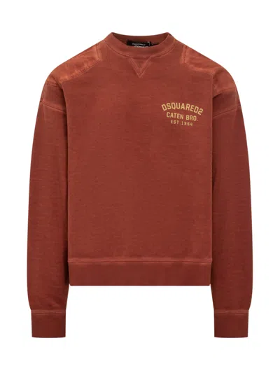 Dsquared2 Man Sweatshirt Rust Size M Cotton In Brown