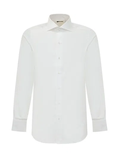 Finamore 1925 White Regular Solid Shirt In White