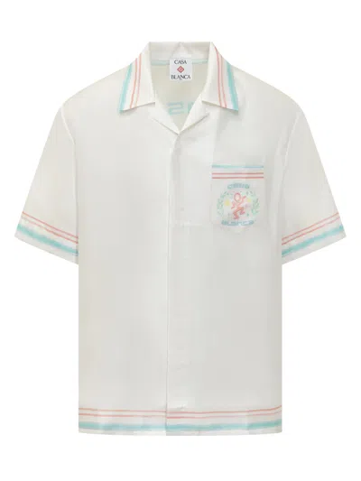 Casablanca Men White Relaxed Embroidered Shirt, M Luxury For Men Darveys