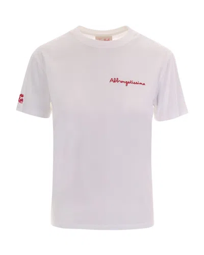 Mc2 Saint Barth Off White Solid Crew Neck T-shirt In Off White