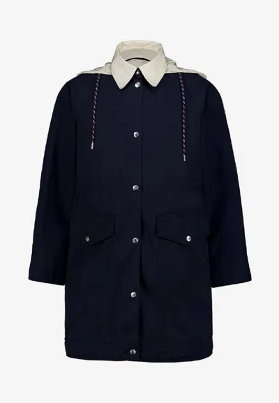 Moncler Begonia Hooded Jacket Drawstring Waist Pockets In Multi