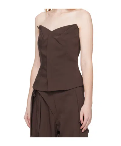 Ottolinger Brown Suiting Bustier Top In Brown