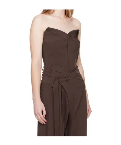 Ottolinger Brown Suiting Bustier Top In Brown