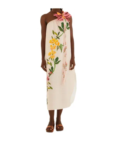 Farm Rio Garden Terrace Pink One Shoulder Maxi Dress Garden Terrace Pink